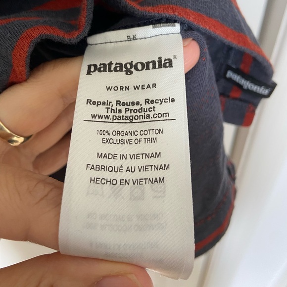 Patagonia Misty Meadow 3/4 sleeve top (red and grey stripes) | women US medium - Picture 6 of 8